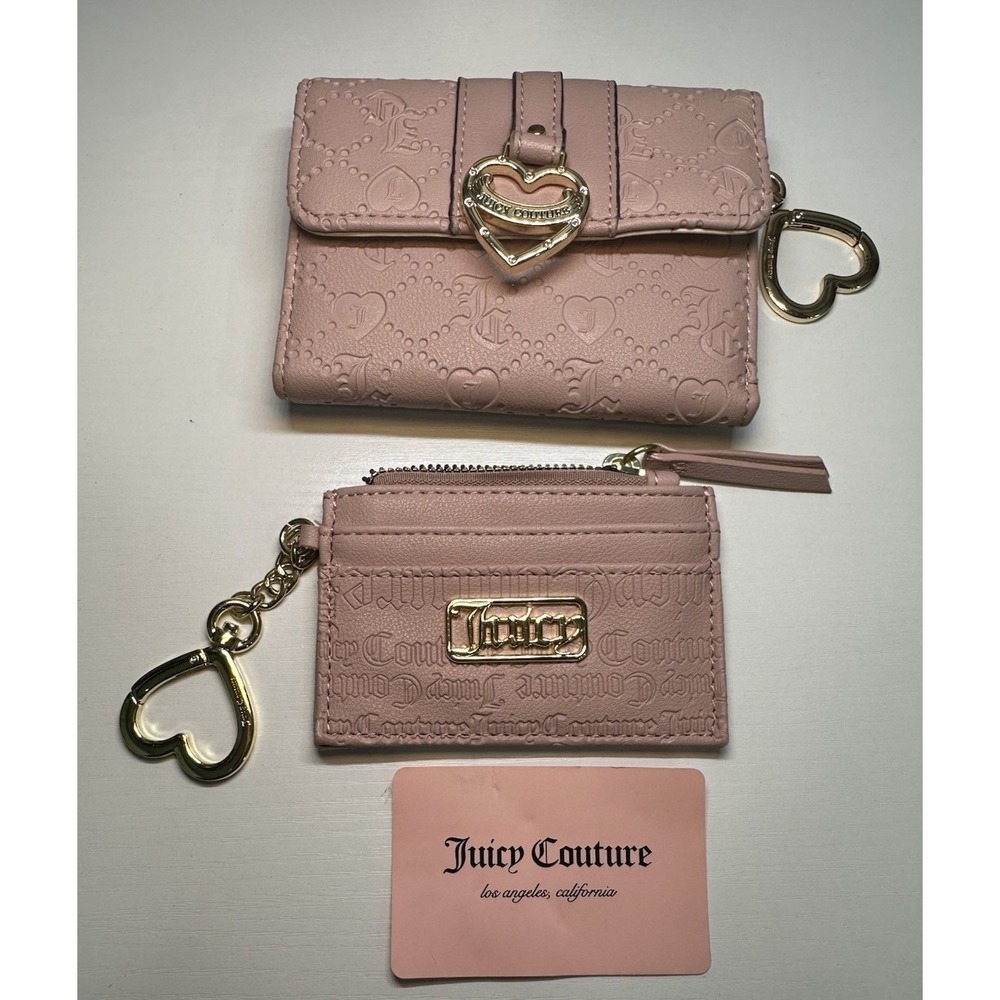 Juicy Couture My Heart Will Go On Trifold Wallet & Coin Wallet 2 pcs Set Pink